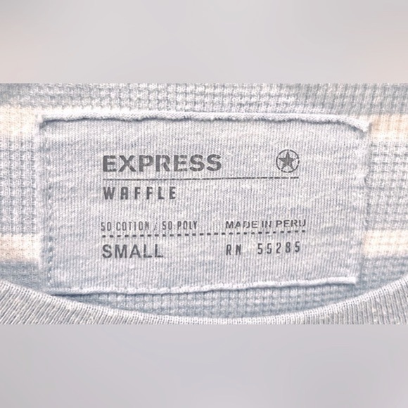 Men’s Express baby blue shirt with white stripes. - Picture 6 of 7